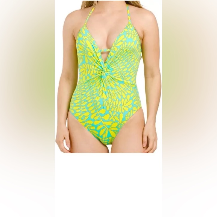 Nwt Trina Turk Yellow/Blue Trellis One Piece Size 6